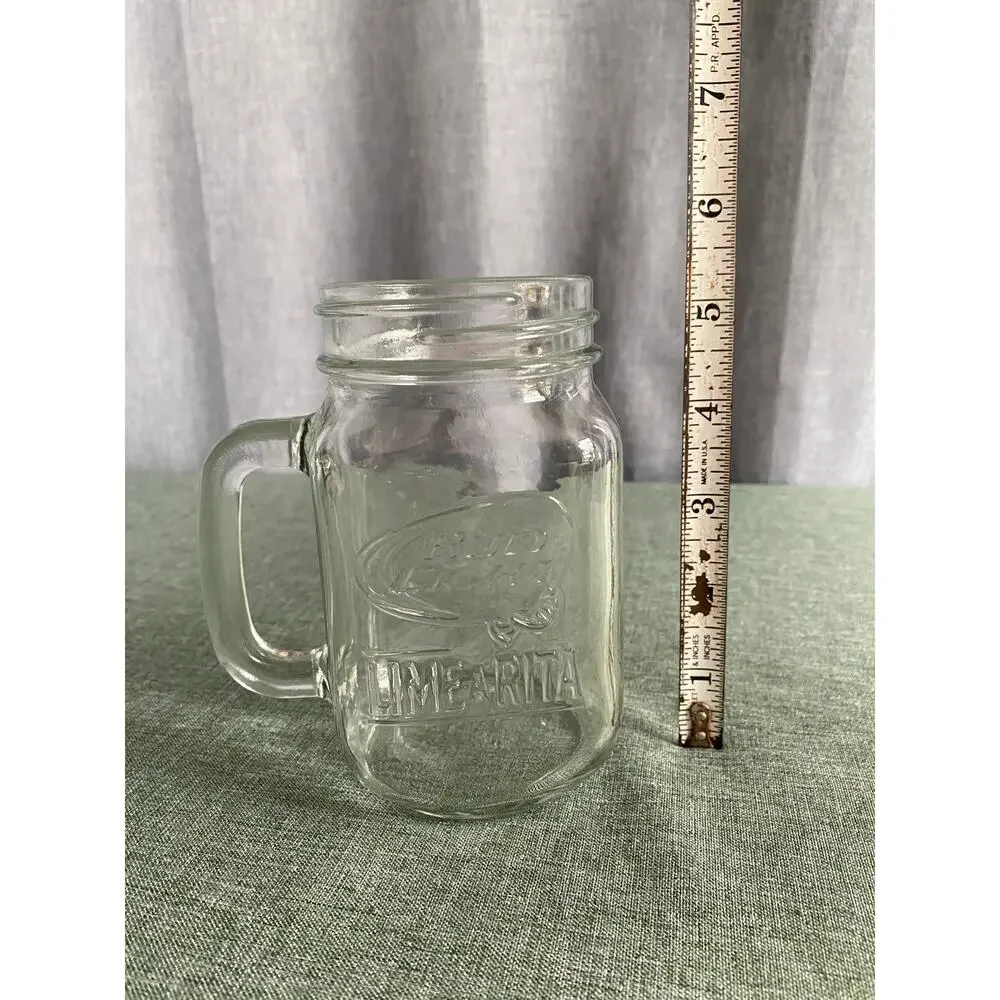Bud Light Lime-A-Rita Glass Mason Jar Mug with Handle Barware 5.5 Inch